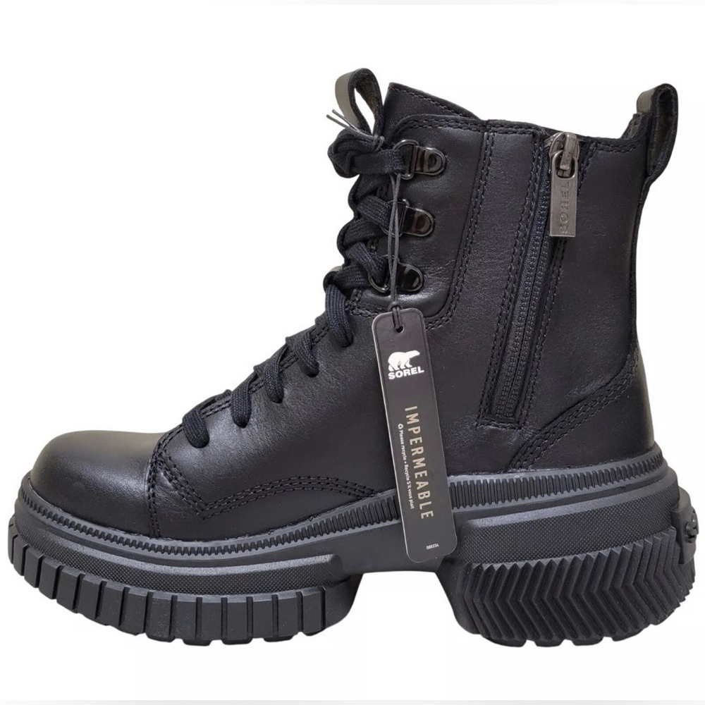 Sorel ONA AVE Women’s Black Waterproof Leather Platform Combat Boot Size 9 - Picture 5 of 17